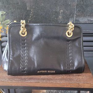 Leather Handbag w/gold Hardware